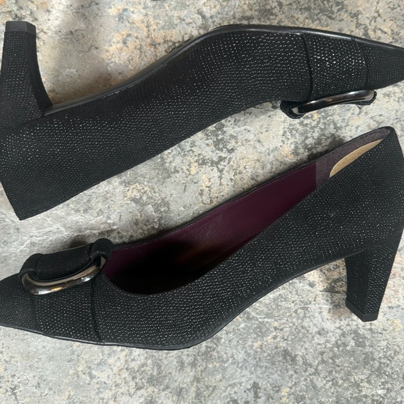 STUART WEITZMAN Heels Womens Size 7.5 The Tube Black Goose Bump Leather (Spain) - Picture 6 of 11